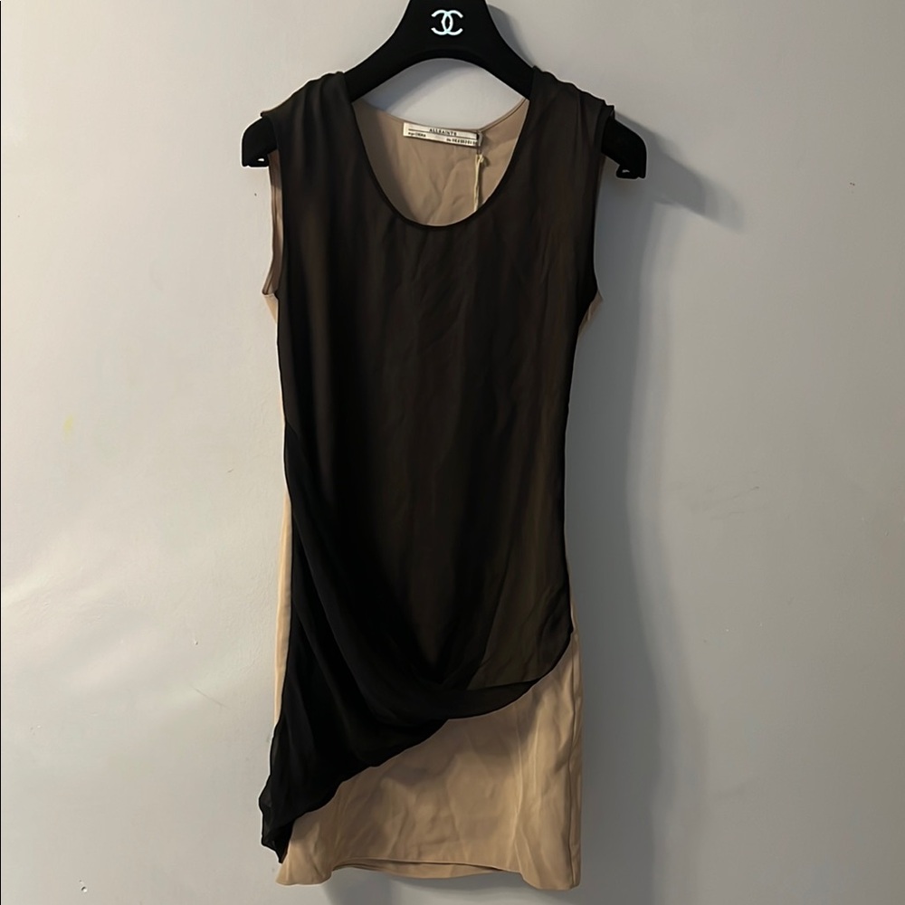 All Saints Elegant Black and Tan Dress